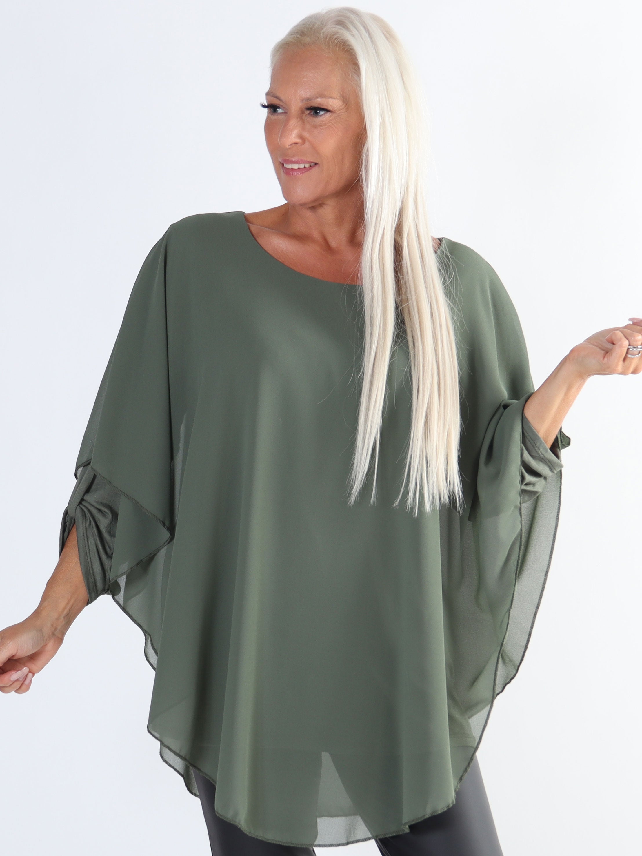 Kenya Shirt - Plus size tunika med chiffonlag